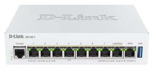 Мультисервiсний Маршрутизатор DBR-600-P, 7x2.5GE LAN PoE, 1x2.5GE LAN/WAN PoE, 1x2.5GE WAN, 1xUSB 3.0, 120Вт - 1