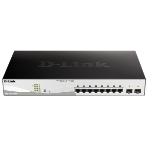 Комутатор DGS-1210-10MP 8xGE PoE, 2xSFP, 130Вт