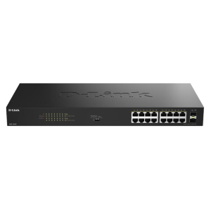 Коммутатор DGS-1018P 16x1GE PoE+, 240Вт, 30Вт/порт, Неуправляемый